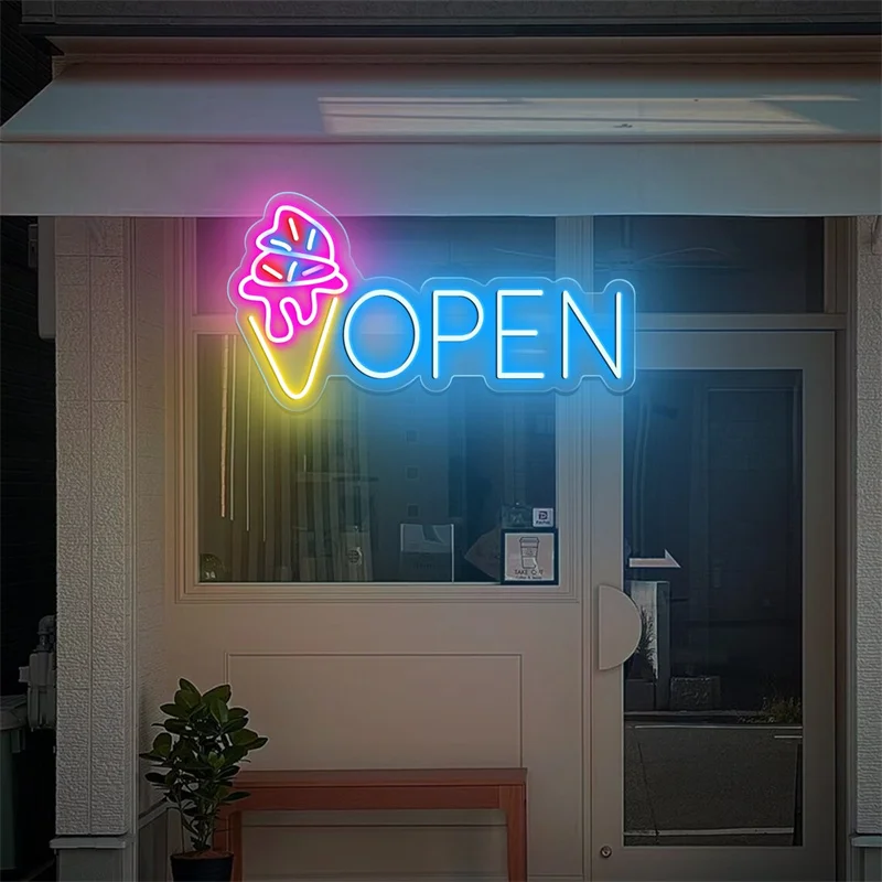 Vlastná neónová zmrzlina Open Open Sign/ Ice Cream LED Neon Sign/ Pink Light Up Non Sign/ Signage Darček na otvorenie