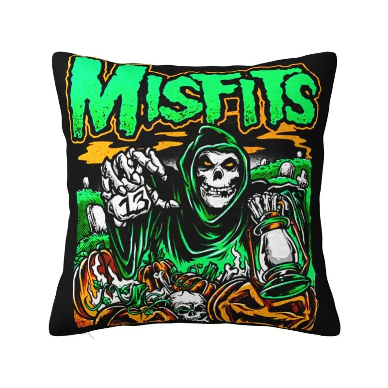 Vlastná rocková skupina misfits lebka tváre vankúšov pokrýva 40x40cm polyester ťažký kovový vankúš vankúš pre vankúšový vankúš