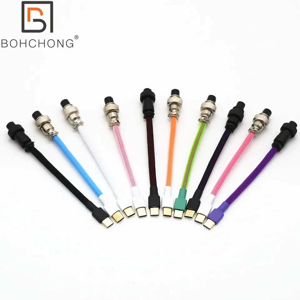 Vlastná rovná dvojvrstvová rukávová klávesnica USB kábel typu C Mini Micro kábel pre mechanickú klávesnicu s farebným letec