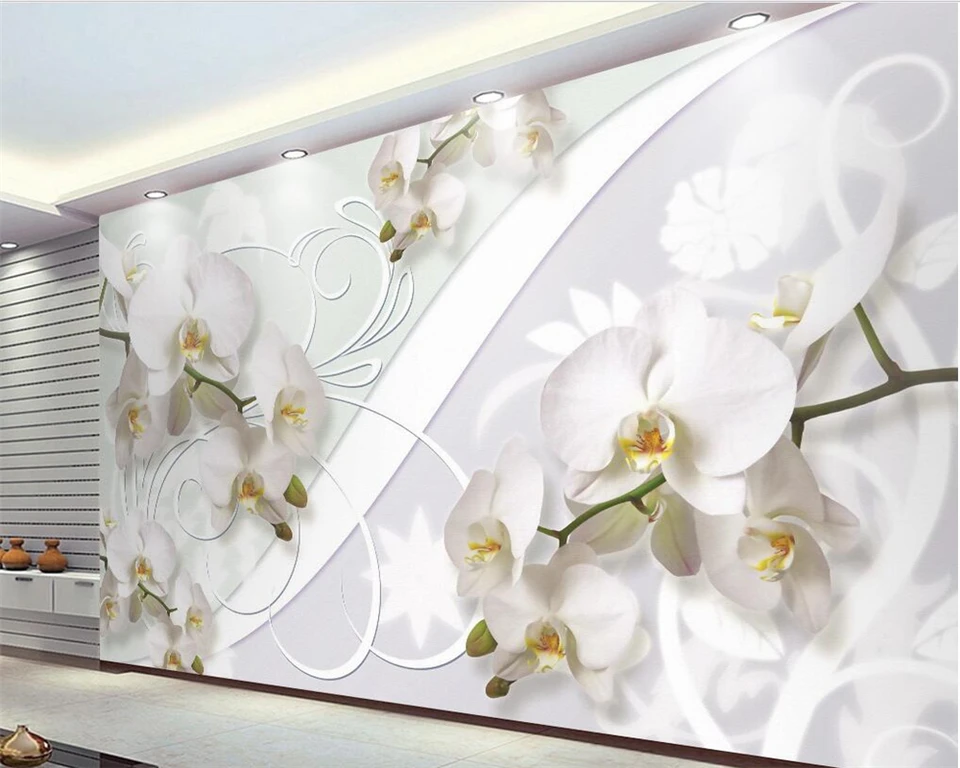 Vlastná tapeta motýľ orchidea televízia Wall 3D tapety Domáca dekorácia samostatne sprístupnenie Viacnásobných voliteľných substrátov nástenné fotografie