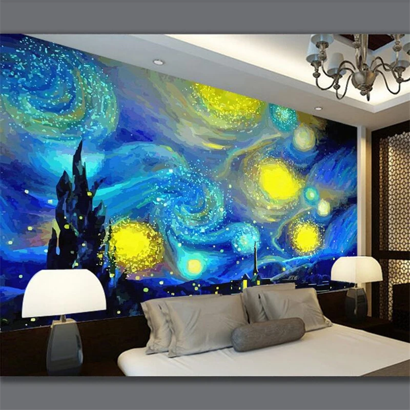 Vlastná tapeta Papel de Parese para quarto van gogh olejomaľba hviezda celebrity olejomaľba pozadie 3D tapety nástenná maľba