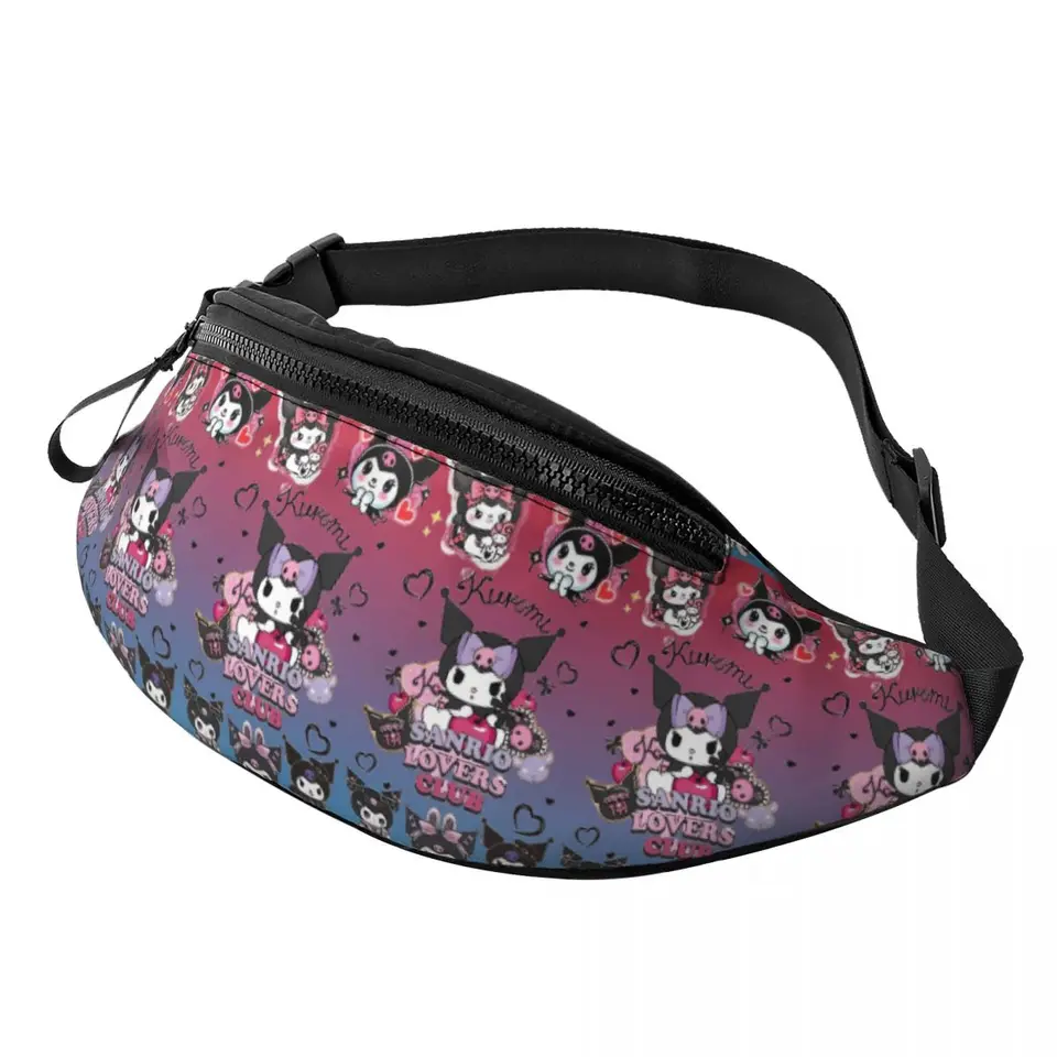 Vlastná tapeta roztomilý kuromi fanny balenie Ženy Muži Crossbody Waist Bag za cestovanie do telefónu Peniaze na puzdro