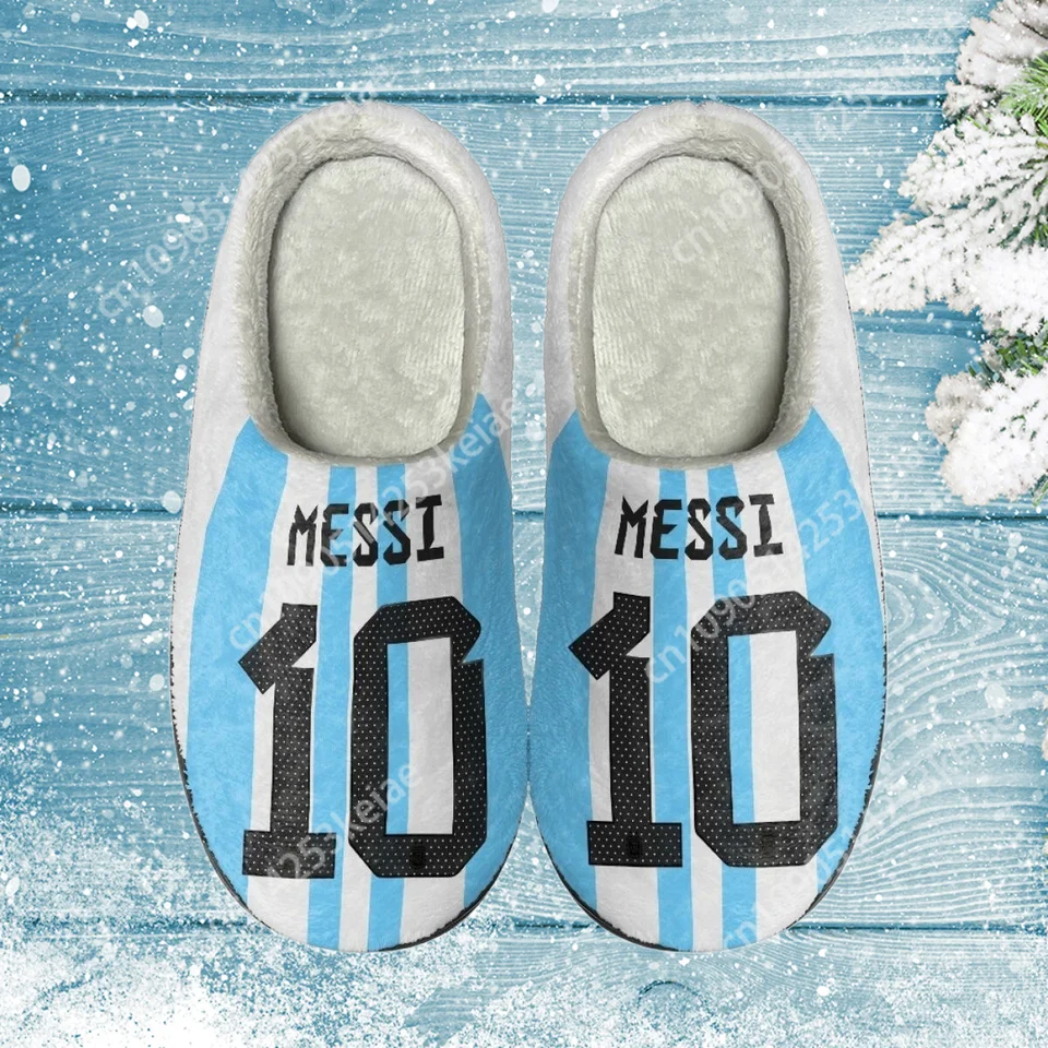 Vlastná unisex bavlnená papuče argentína Messi Design Domov Domáce snímky pre ženy infoor s mäkké slané topánky chaussure femme