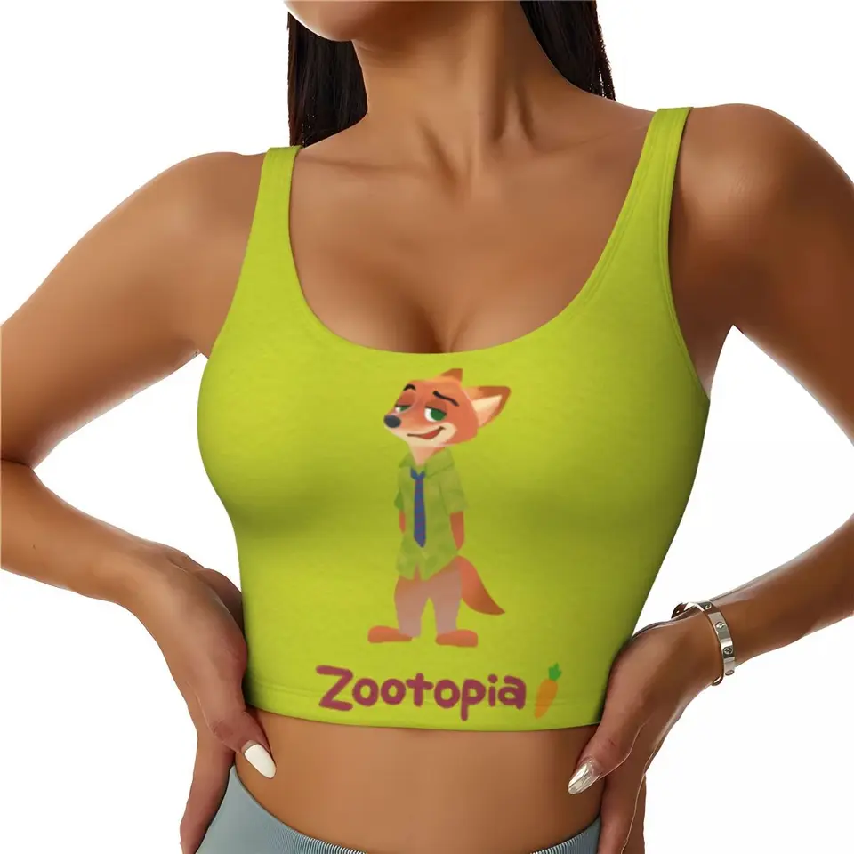 Vlastná Zootopia Nick Anime Cartoon Sports podprsenka Dámska vysoká dopadová cvičenie jogy Top