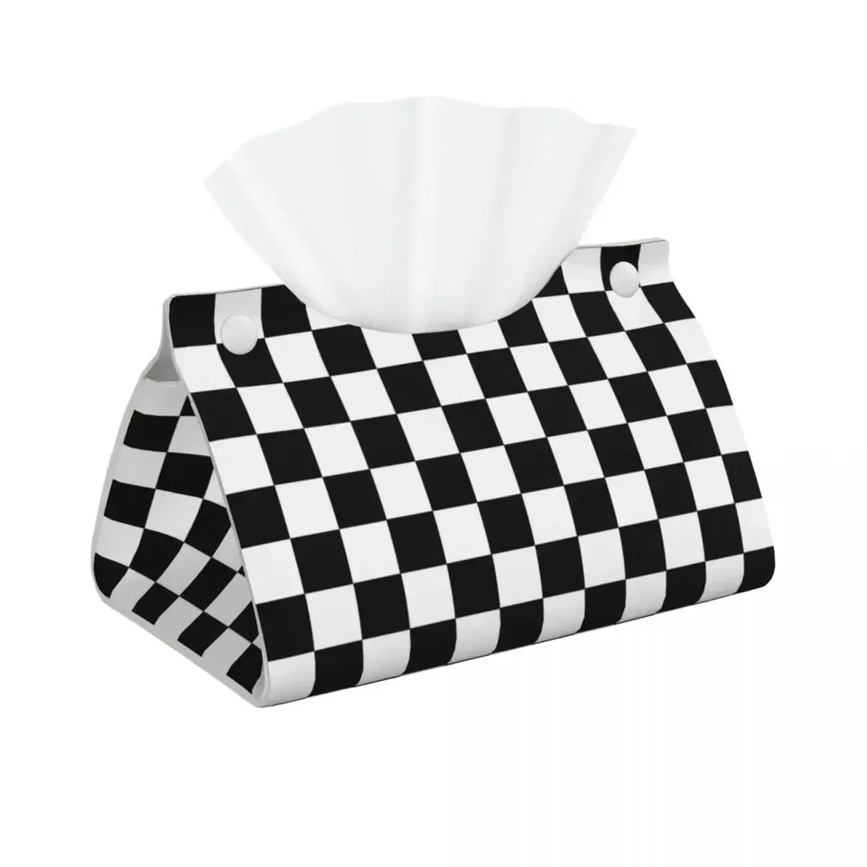 Vlastná čierna a biela šachovnica Tissue Tissue Tissue Cover obdĺžnikový geometrický šachovník