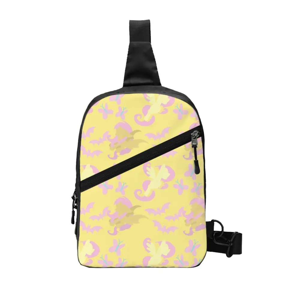 Vlastné animované anime dievča Fluttershys Sling hrudník vrecko Pony Friends Friends rameno crossbody batoh pre mužov, ktorí cestujú denne