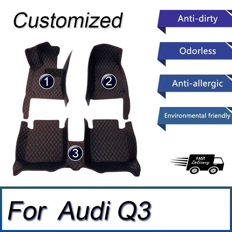 Vlastné automobilové podlahové podlahy pre podlahy pre Audi Q3 2013 2014 2015 2016 2017 2017 2018 Automatické luxusné kožené mužy Dámske auto Mats Plné pokrytie