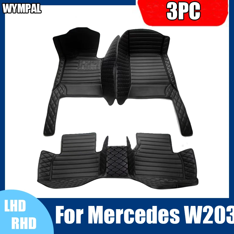 Vlastné automobilové podlahové podlahy pre rohože pre Mercedes W203 2001 2002 2003 2004 2005 Automatické luxusné kože Men Men Dámske auto Mats Plné pokrytie