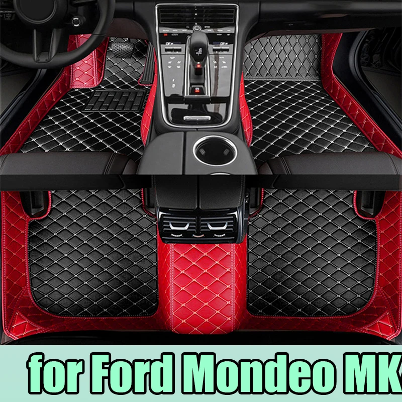 Vlastné automobilové podlahové rohože pre Ford Mondeo MK4 2008 2009 2011 2011 2011 Automatické luxusné kožené muži Dámske auto Mats Plné pokrytie