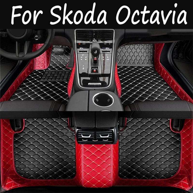 Vlastné automobilové podlahové rohože pre podložky pre Škoda Octavia A5 2004 2005 2006 2007 Automatické luxusné kožené mužy Dámske auto Mats Plné pokrytie
