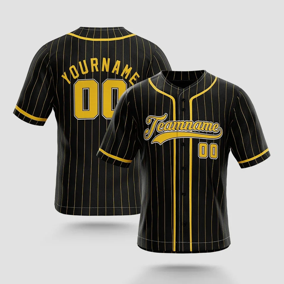 Vlastné baseballové gombíky dole Jersey Plain krátky rukáv Hipster Hips Hop Tirts Jersey Pridajte svoje meno číslo a všetko