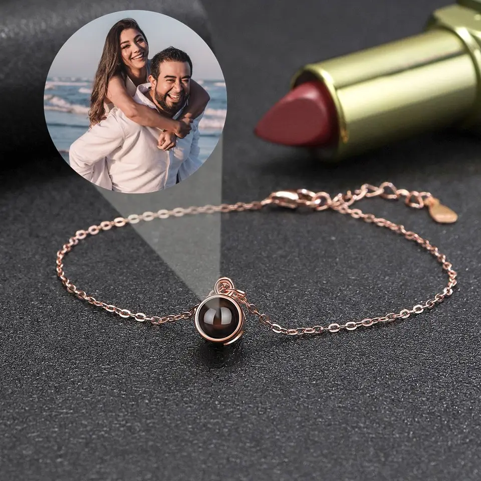 Vlastné fotografie náramky S925 strieborné osobné projekcie Photo náramok pre ženy Lover Girl priateľ šperky pamätný darček
