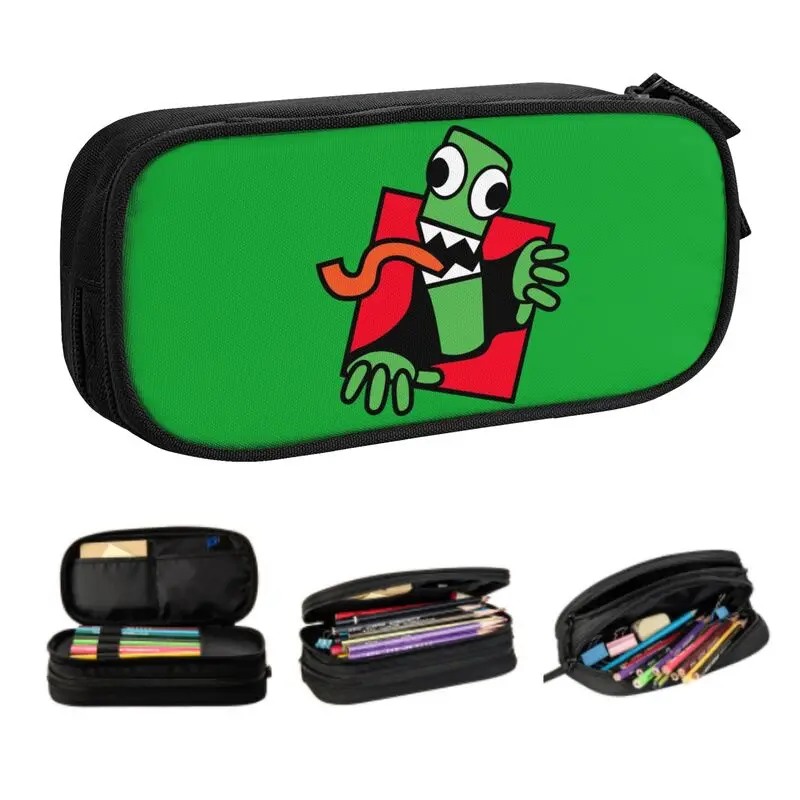 Vlastné kawaii zelené dúhy Priateľ Play Gamer Cencil Case pre dievčatá chlapci veľké skladovacie pero vrecko Školské zásoby