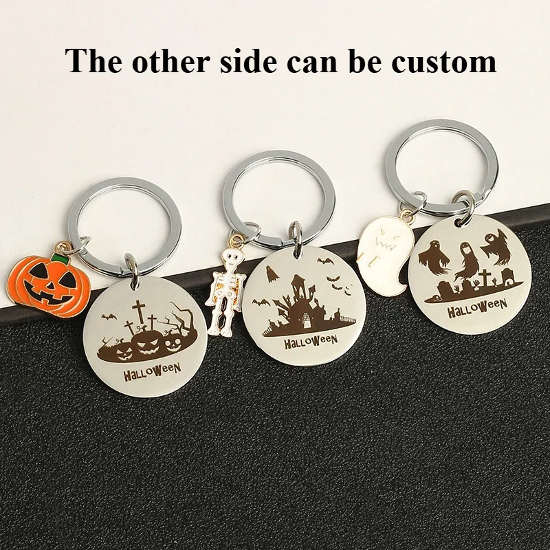 Vlastné kovové Halloween Keychain The-Dark Ghost Pendant Key Ring Ring Decotion Dekorácie Roztomilý darček pre ženy Men. Valentínske Vianoce