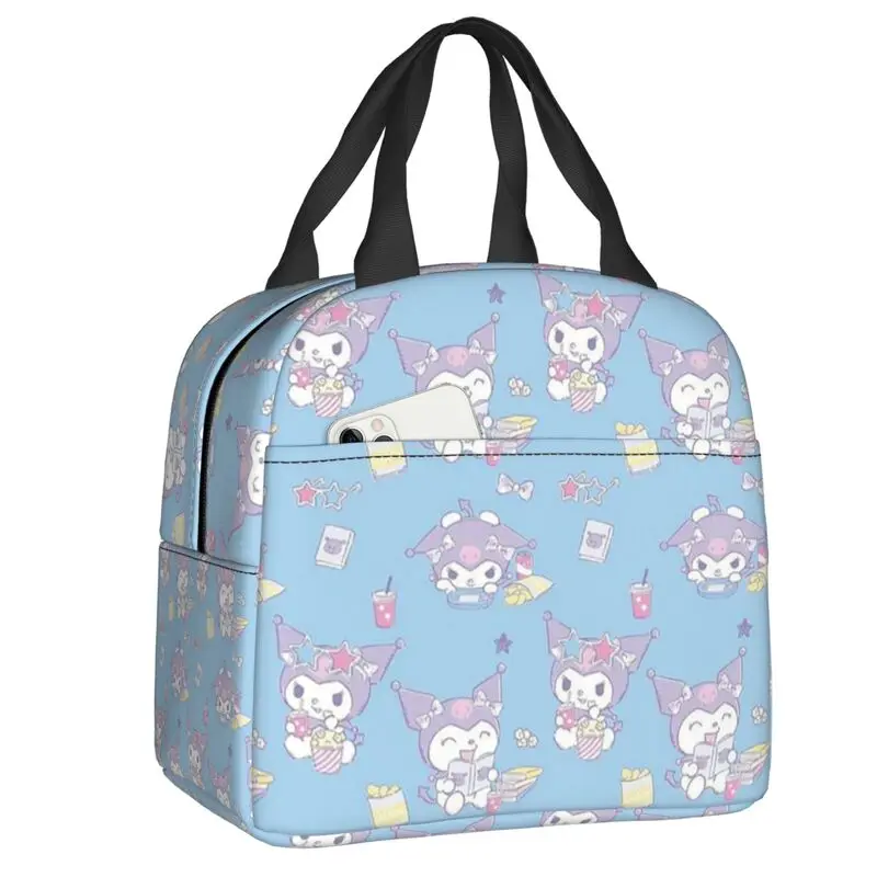 Vlastné kuromi izolované obedové tašky pre vonkajší piknik anime prenosný tepelný chladič obedový box Ženy deti