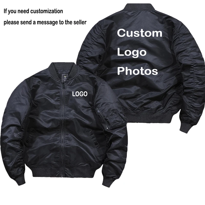 Vlastné logo dizajn bombardérová bunda DIY tlač zipsu s kabátmi vetru hustá teplá bunda Unisex Militament Bunda Letový plášť S-5XL