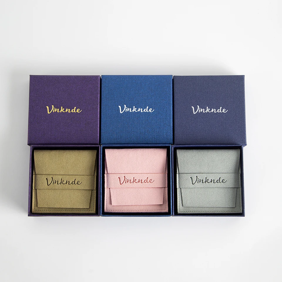 Vlastné logo náušnice Náramok náhrdelníkových puzdier Svadobný darček Kraft kartónová šperky Balenie Box mikrovlákn