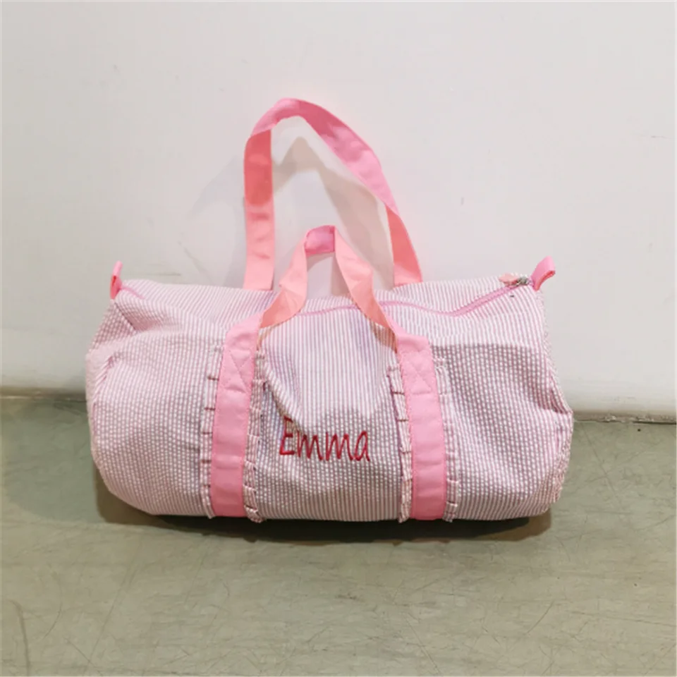 Vlastné meno Seersucker Cotton Cestoval tašku Lady batožina batožinová taška v taške Personalizované vyšívané meno darček pre ruky batožiny