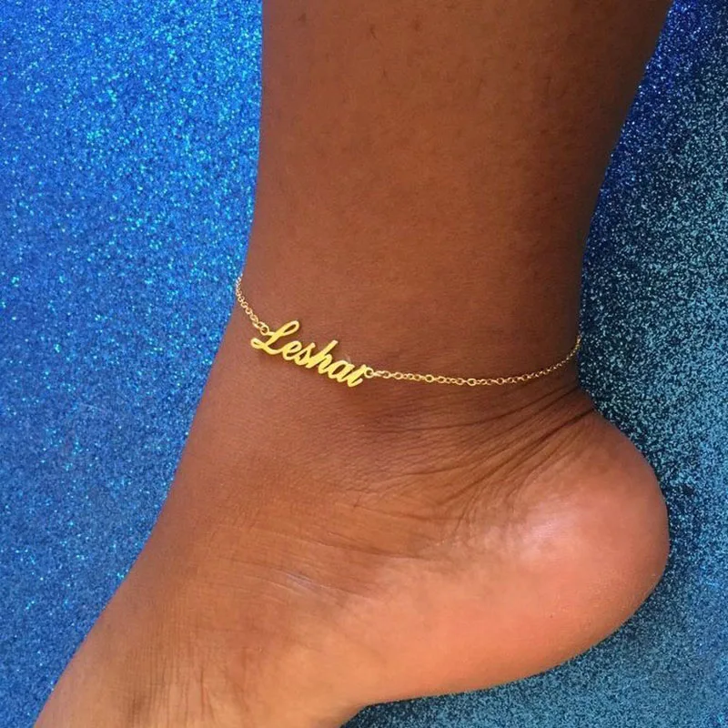 Vlastné názov Anklety pre ženy reťazec z nehrdzavejúcej ocele Prispôsobené nohy Anklet Čechian pláž letný šperk módny darček BFF