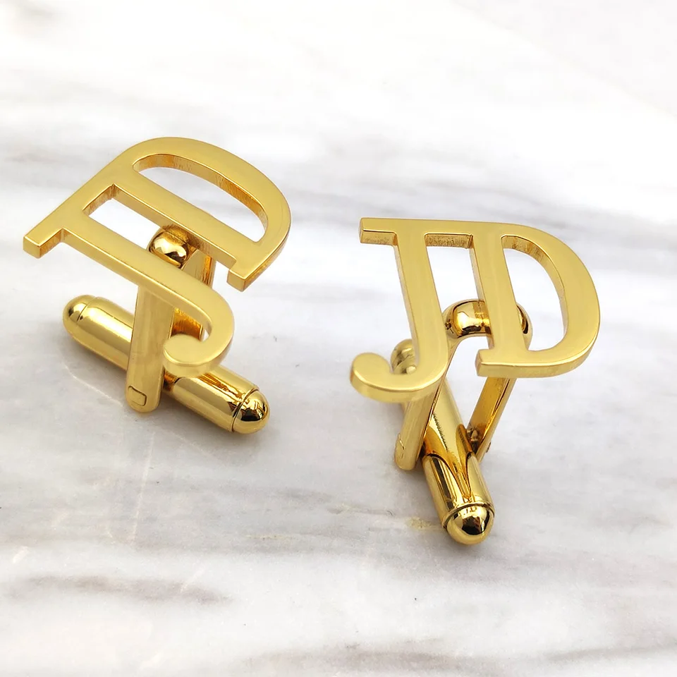 Vlastné názov iniciály CuffLinks Men z nehrdzavejúcej ocele striebro 2-3 písmeno pokročilé manžetové gombíky manželov