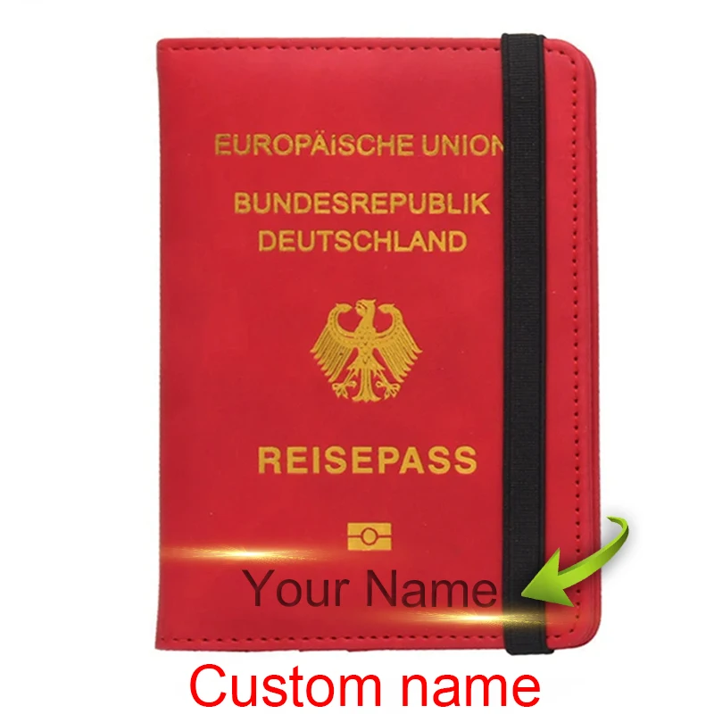 Vlastné názov Nemecko RFID Passport Cover Passport Passport Držiteľ žien kreditné ID dokument Pánske držiteľa karty Case Case Travel Accessorie