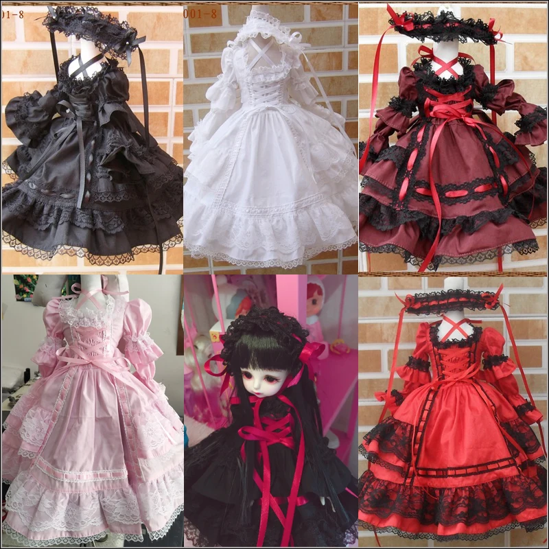 Vlastné odevy BJD Doll Cloys 6 Colors Classic Dress 1/4 1/6 1/3 1/2 Elegantná princezná dlhá šaty DD MSD YOSD Doll Adsessory
