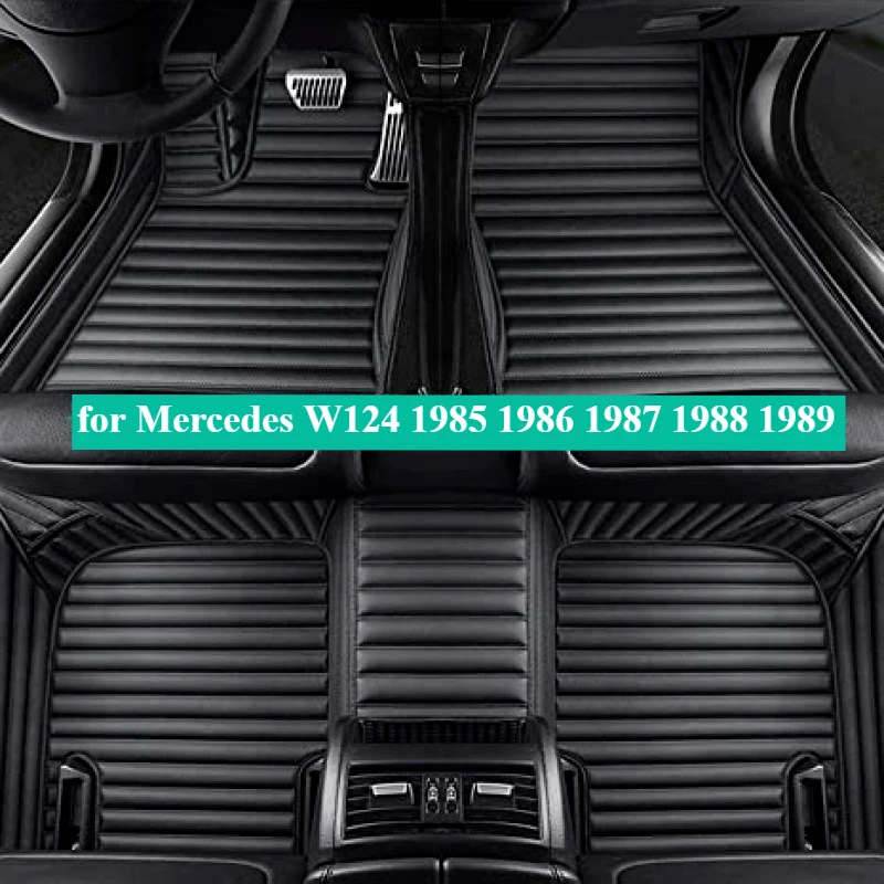 Vlastné podlahové podlahy pre Mercedes W124 1985 1986 1987 1988 1989 Coche Accessories Automatické koberce módne koberce Foots Pads Interiér