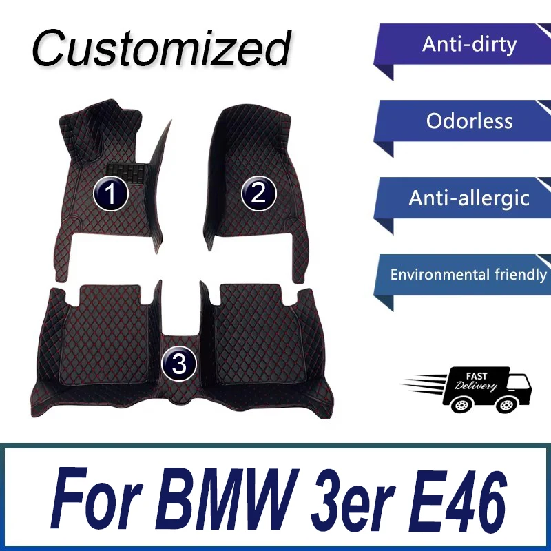 Vlastné podlahové rohože pre BMW 3er E46 1997-2004 318-330 Automatické koberce Foot Coche Accessorie