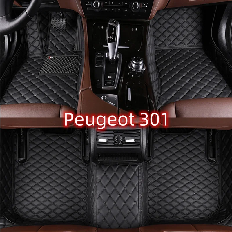 Vlastné podlahové rohože pre Peugeot 301 2012-2019 rokov Interiérové ​​detaily Doplnky automobilov Koberec