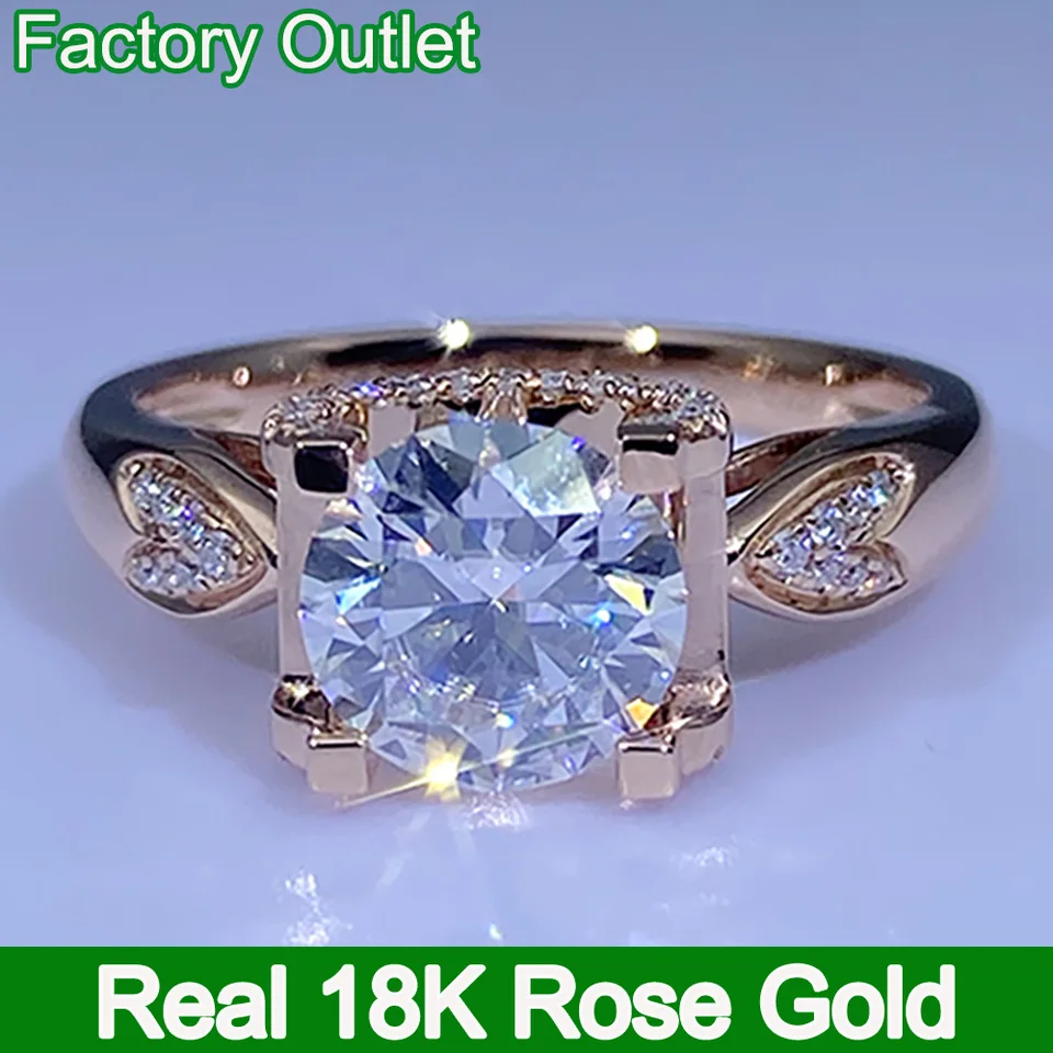 Vlastné reálne 18k ružové zlato prsteň Ženy Zásnubné výročie svadobný prsteň Round Moissanite Diamond Bull Head Nastavenia 1 2 3 4 5CT