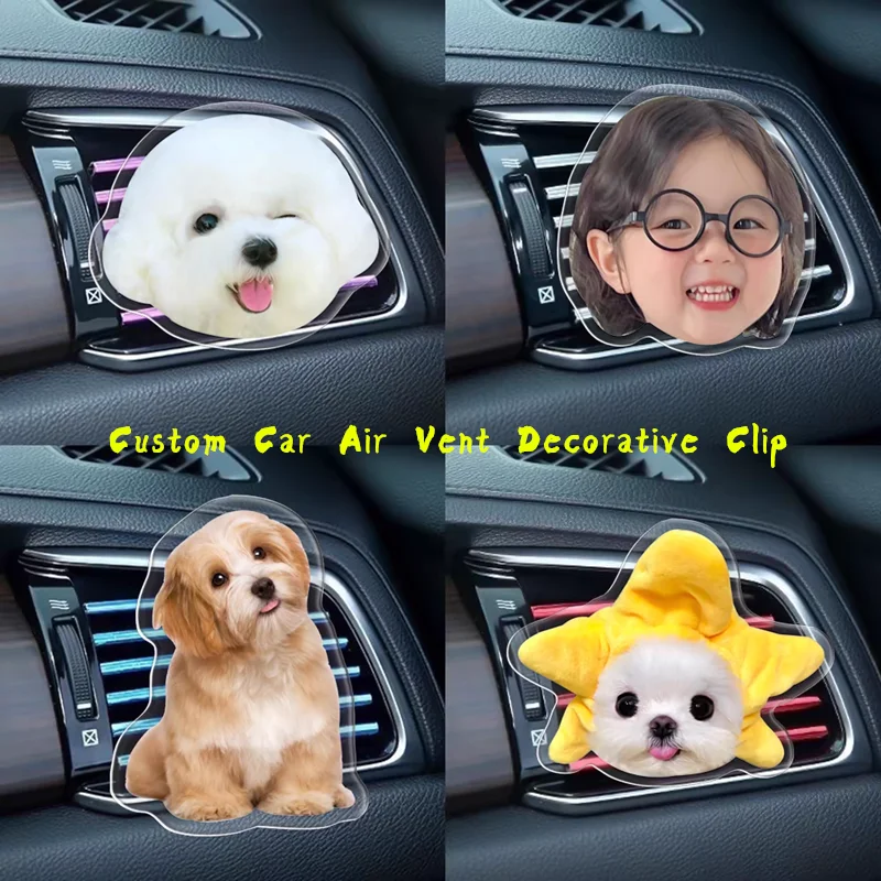 Vlastné roztomilé fotografické klipy akryl kawaii deti detské domáce zvieratá vzduchová klip amine karikatúra aromaterapeutická držiak pre súkromné ​​autá