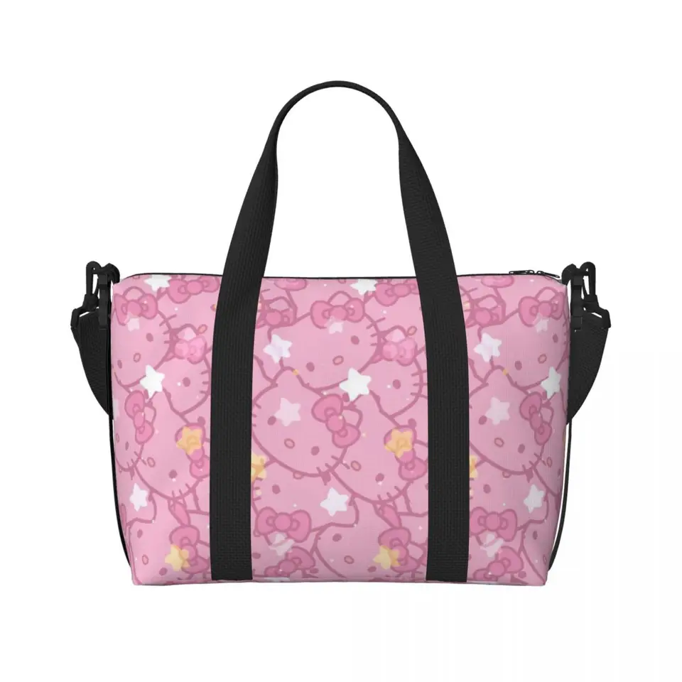 Vlastné Sanrio Kitty Hello Kitty Tote Bag Ženy veľkú kapacitu Cartoon Beach Gym Cestovná taška