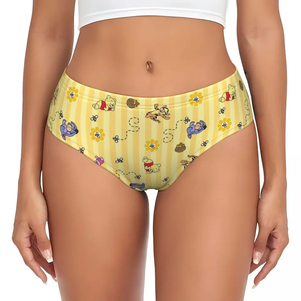 Vlastné Winnie the Pú roztomilé nohavičky spodná bielizeň dámske dámske priedušné strečové nohavičky