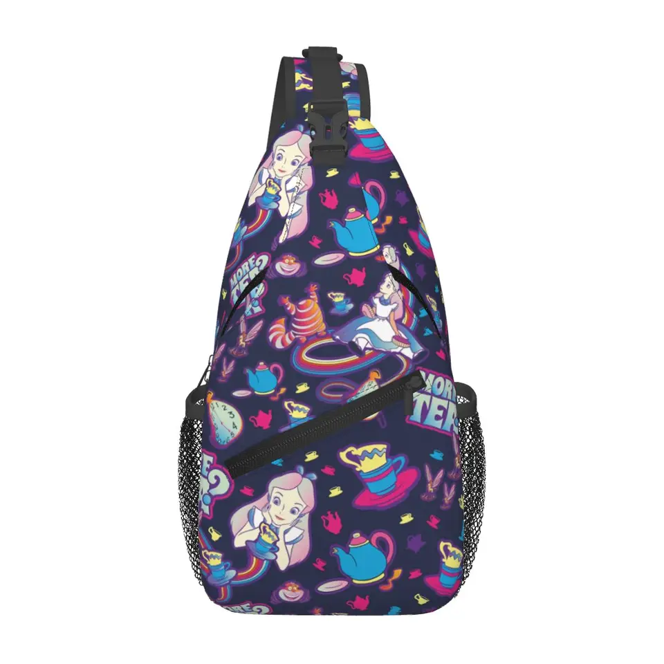 Vlastný batoh Cheshire Cat Pattern Crossbody hrudník pre cestujúce vrecká na ramenné vrecká na ramenný batoh
