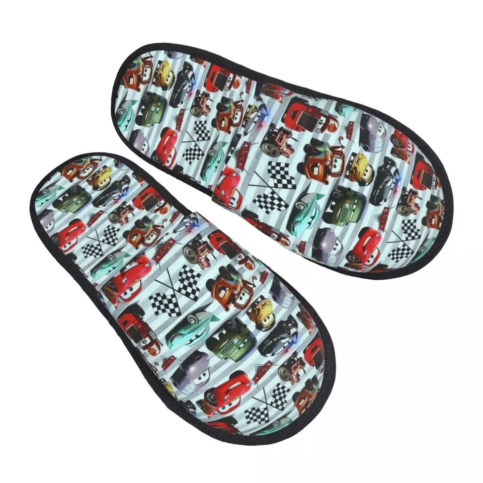 Vlastný blesk McQueen Car Race Soft Memory Foam House Pitpers Women Pohodný teplý protišmyk