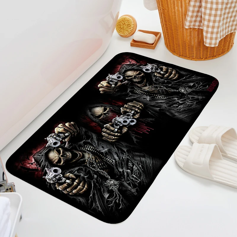 Vlastný koberec pre spálňu S-Skull Arts Mat Kitchen Kezet koberce Kúpeľňa Koberček Estetický moderný domáci výzdoba Funny rohožku