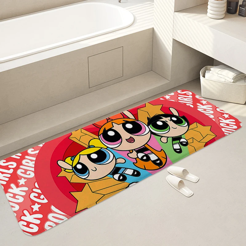 Vlastný koberec Z-Powerpuff Girlss estetický nekĺzavý kobercový posteľ podlahové koberce kobercov