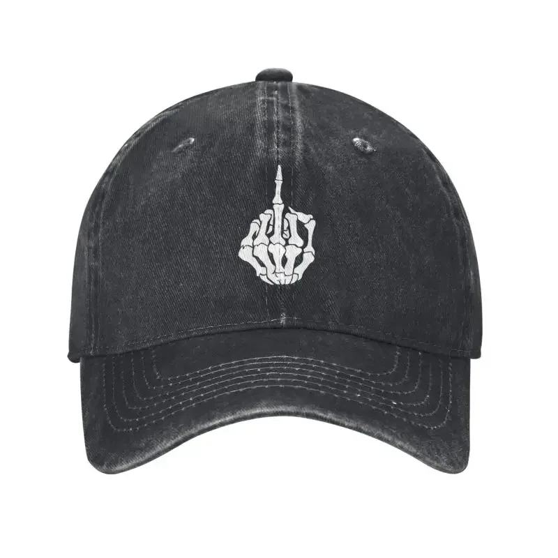 Vlastný kostra stredný prst baseball čiapka Men ženy bavlna nastaviteľná klobúk Dad Sports Snapback Hats