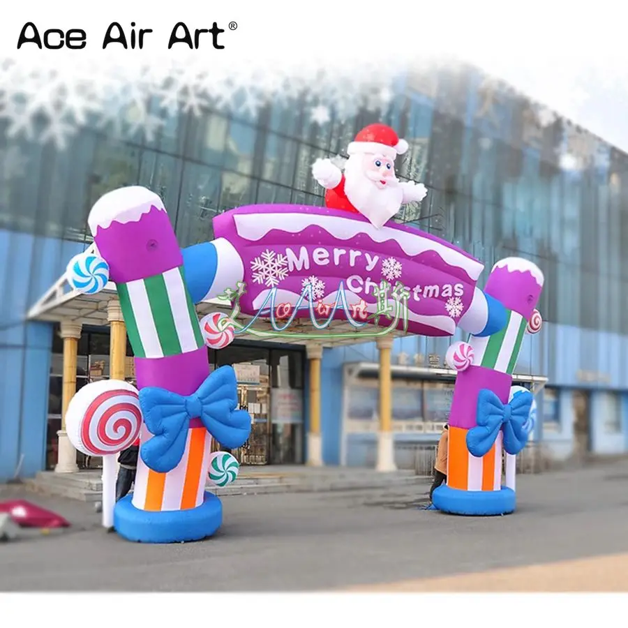 Vlastný nafukovací oblúk s cukríkmi a Santa Merry Christmas Arch na festivalovú dekoráciu vyrobenú v Číne