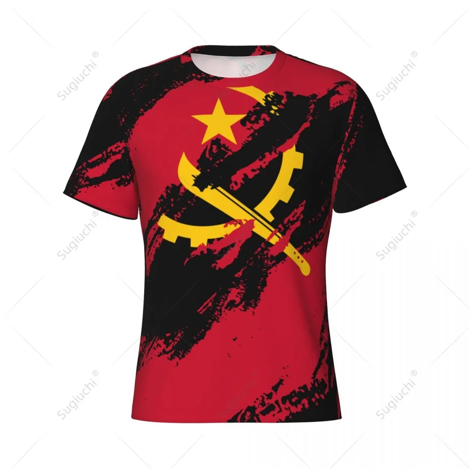 Vlastný názov Nunber Angola Flag Color Men Tesné športové tričko Ženy Tees Jersey pre futbalových futbalových fanúšikov