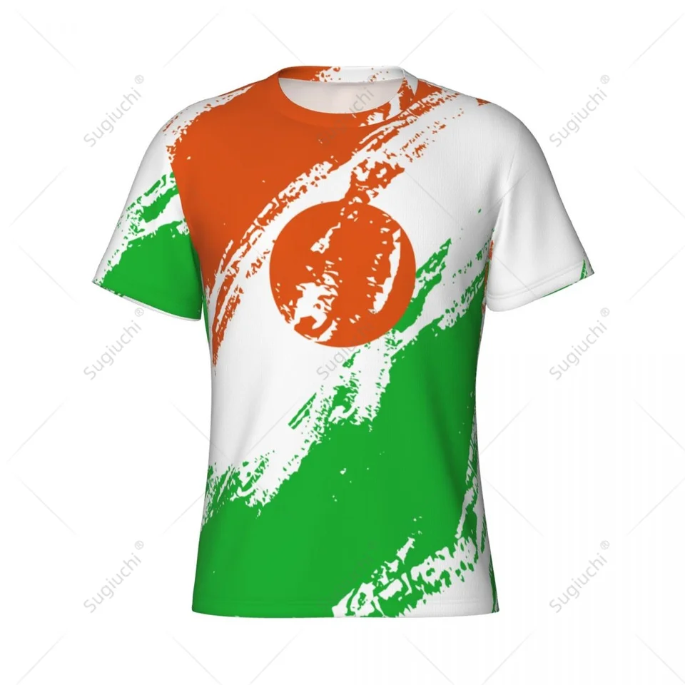 Vlastný názov Nunber Niger Flag Color Men Tesné športové tričko Dámske dres pre futbalových futbalových fanúšikov