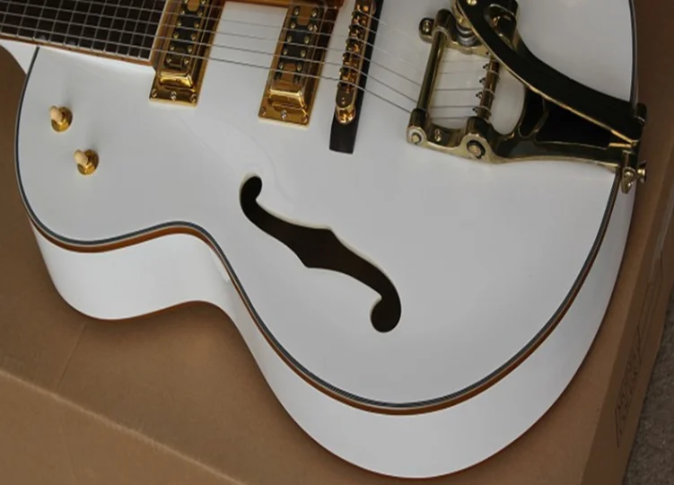 Vlastný obchod 6120 Guitar White Falcon Electric Guitar Jazz Hollow Body s tremolo