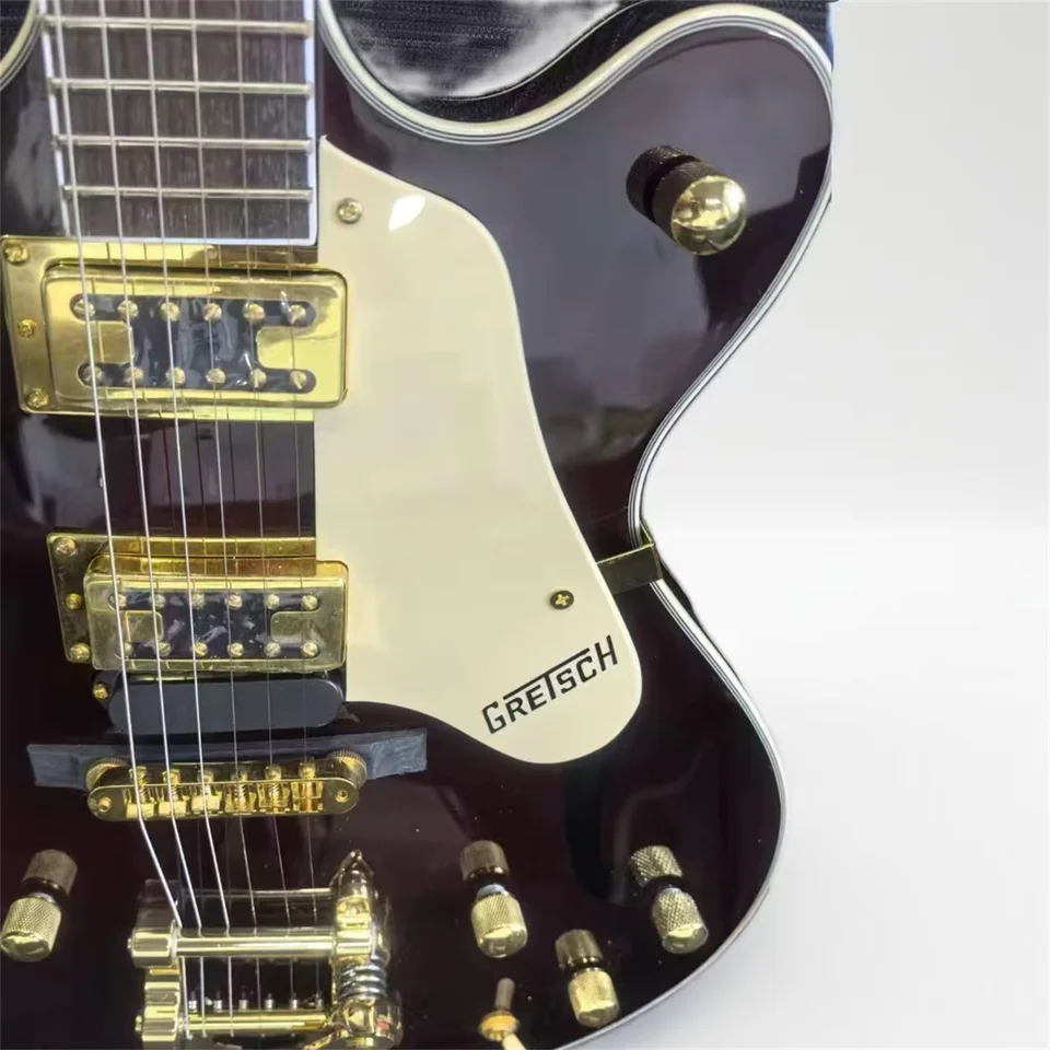 Vlastný rok 2017 Nový príchod GRE G6122-1962 Brown Jazz Semi Hollow Body Electric Guitar Bigs Tremolo Bridge Gold Hardware