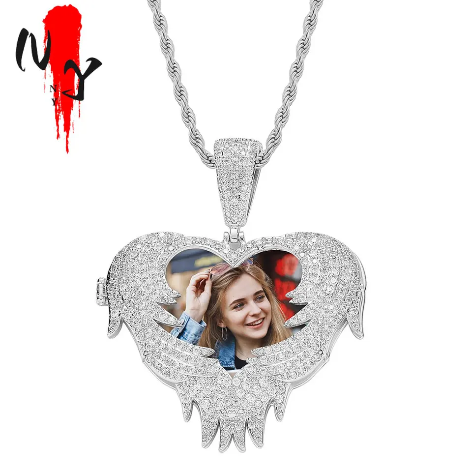 Vlastný srdcový náhrdelník Personalizovaná pamäťová fotografia Thorns Pendant Gifts pre neho/jej šperky hip hopu kvapky
