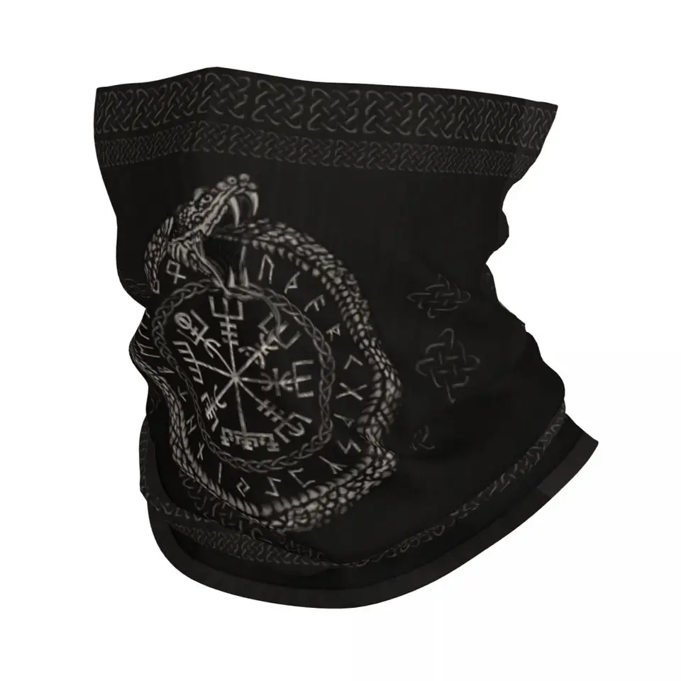 Vlastný vegvisir viking bandana krk teplejší muži ženy Zimná lyžiarska trubica šál gaiter Valhalla Compass Face Cover