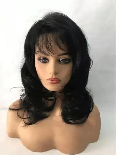Vlasy nové sexy dámske stredne dlhé čierne kučeravé vysoko kvalitné parochne 20 v