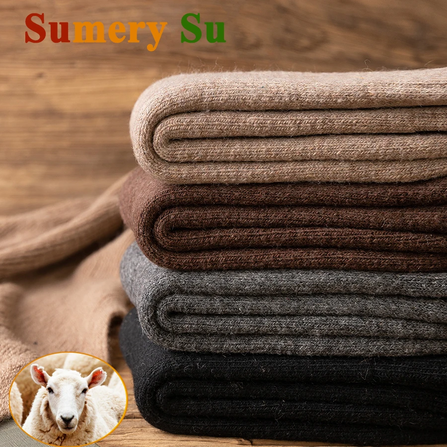 Vlnené ponožky muži Husté nové 2024 Zimné kašmíru vinobranie európsky štýl Warm Long Sock Pohodlný muž manžela darček Meias 7 farby