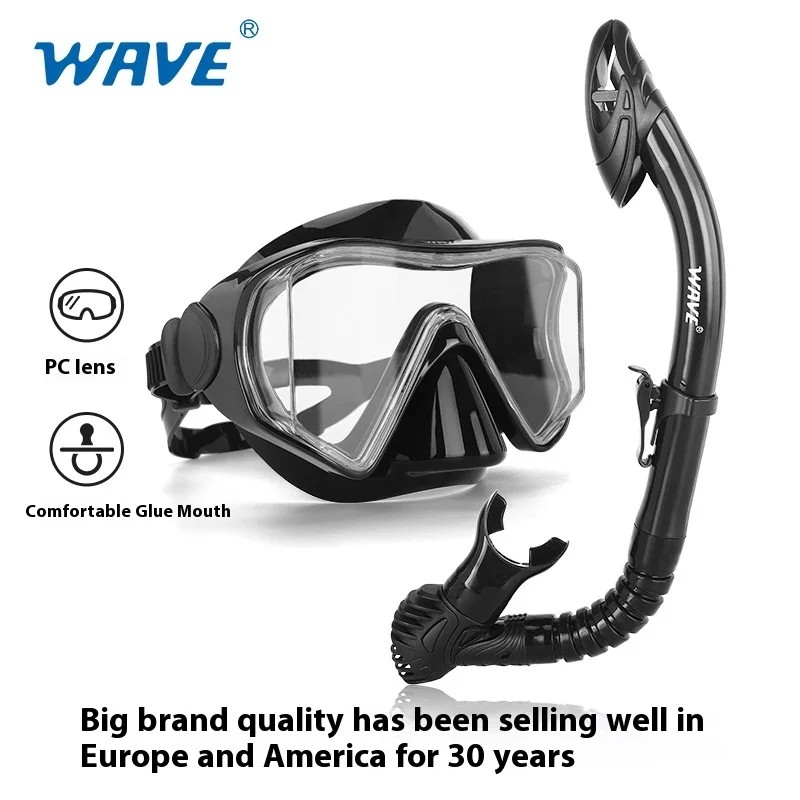 Vlnové šnorchlovanie dvojdielna súprava plnohodnotné suché šnorchlové šnorchlové okuliare Anti-Fog Mask Veľký ráme