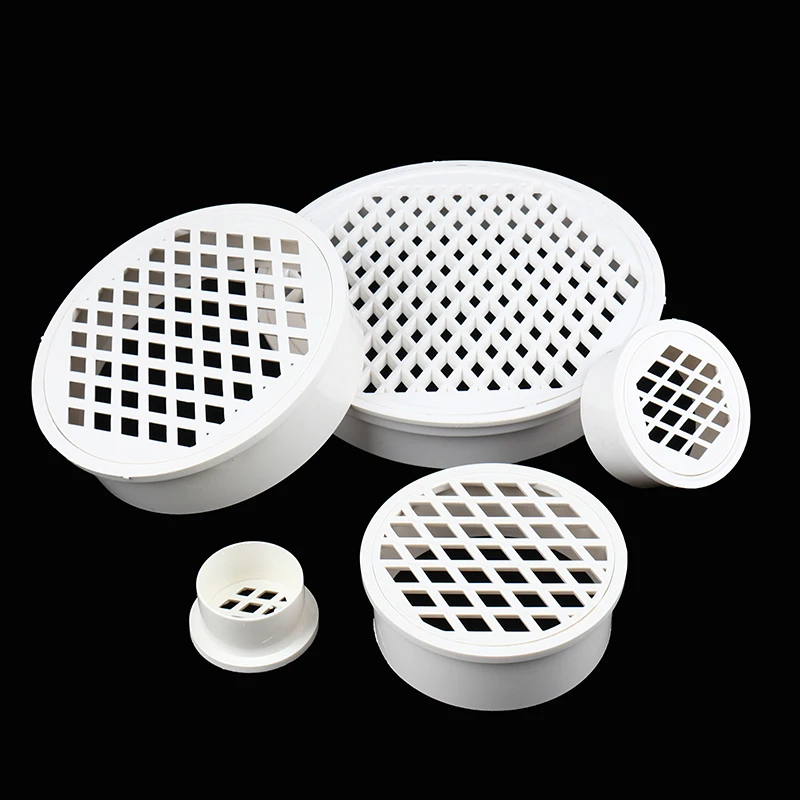Vložte typ jednoduchého podlahového odtoku PVC 50-200 okrúhle rúrkové koncové uzáver Filter čistý vzduchový kryt pre záhradný balkónový odtokový karty