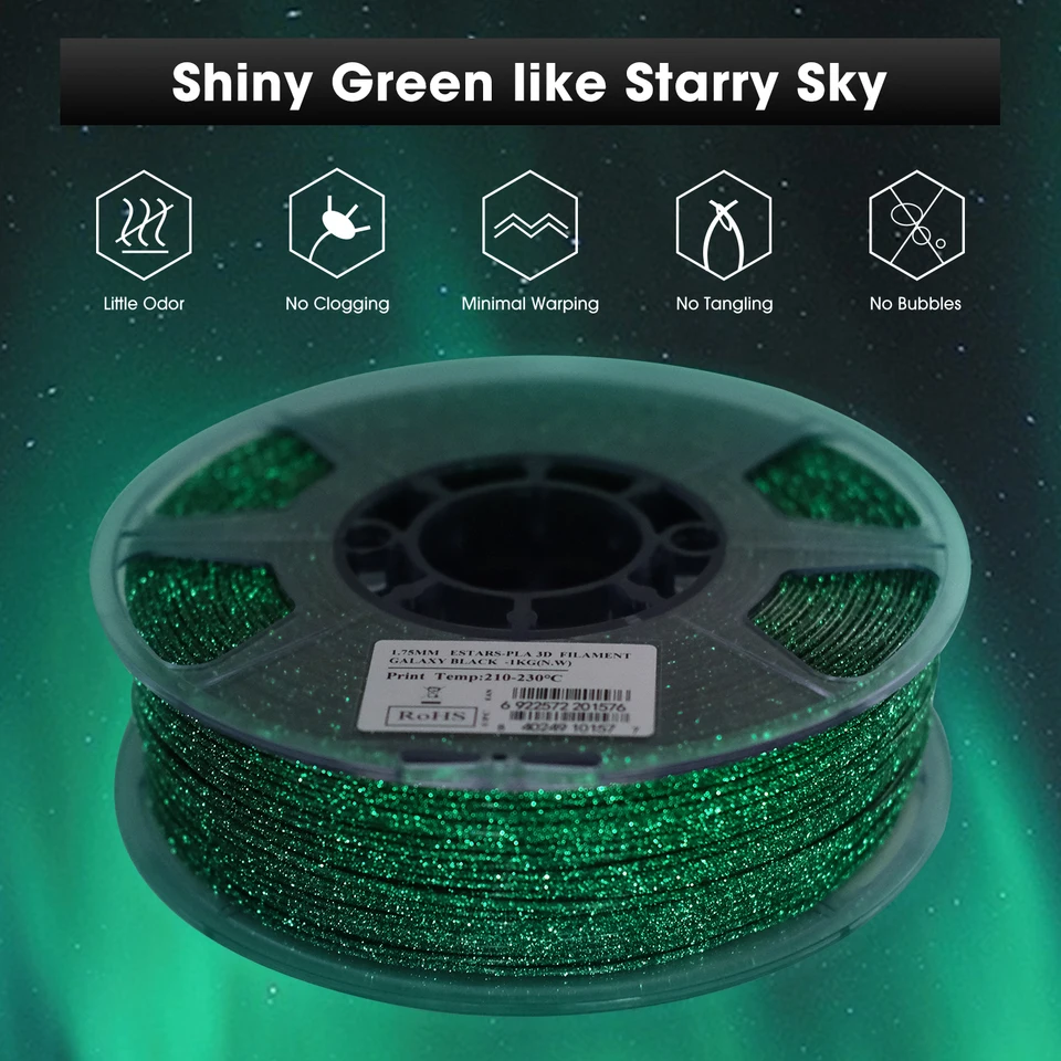 Vlákno ESUN Luminous Star Pla Filament 1 kg 1,75 mm 3D tlačiareň GLOR V Temnom 3D vlákne Estars Luminous PLA vlákno vlákna